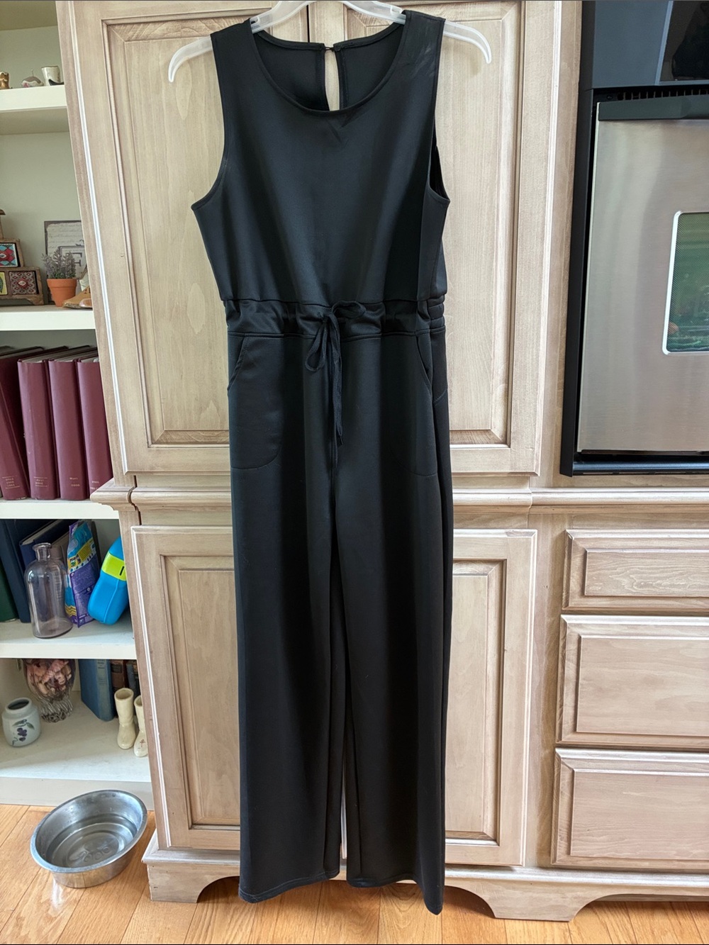 Sleeveless Black Drawstring Waist Jumpsuit